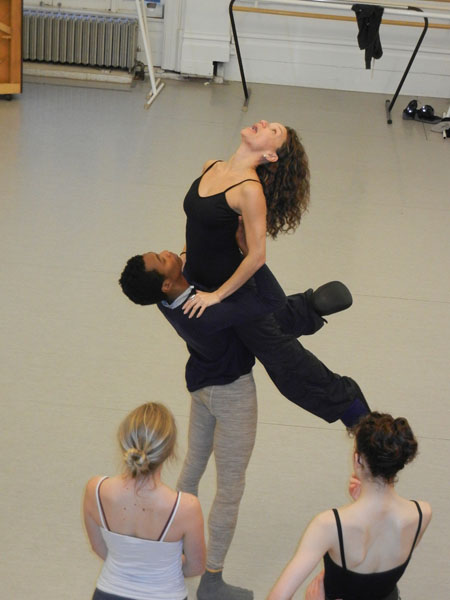 Monica Proenca rehearsing with LINES Ballet Training Program students